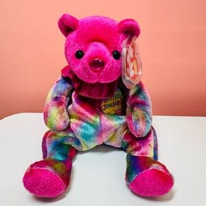 TY Birthday Beanie Baby Bear – January with Garnet Nose & Tag (2001)